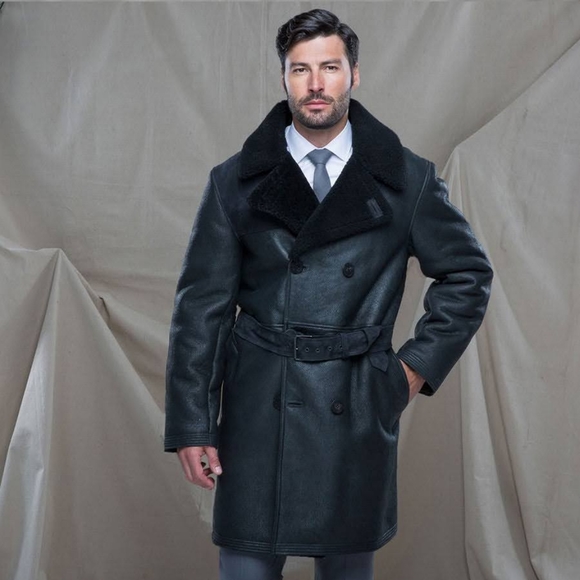 Avirex Highview Sheepskin Shearling Trench - Picture 2 of 11